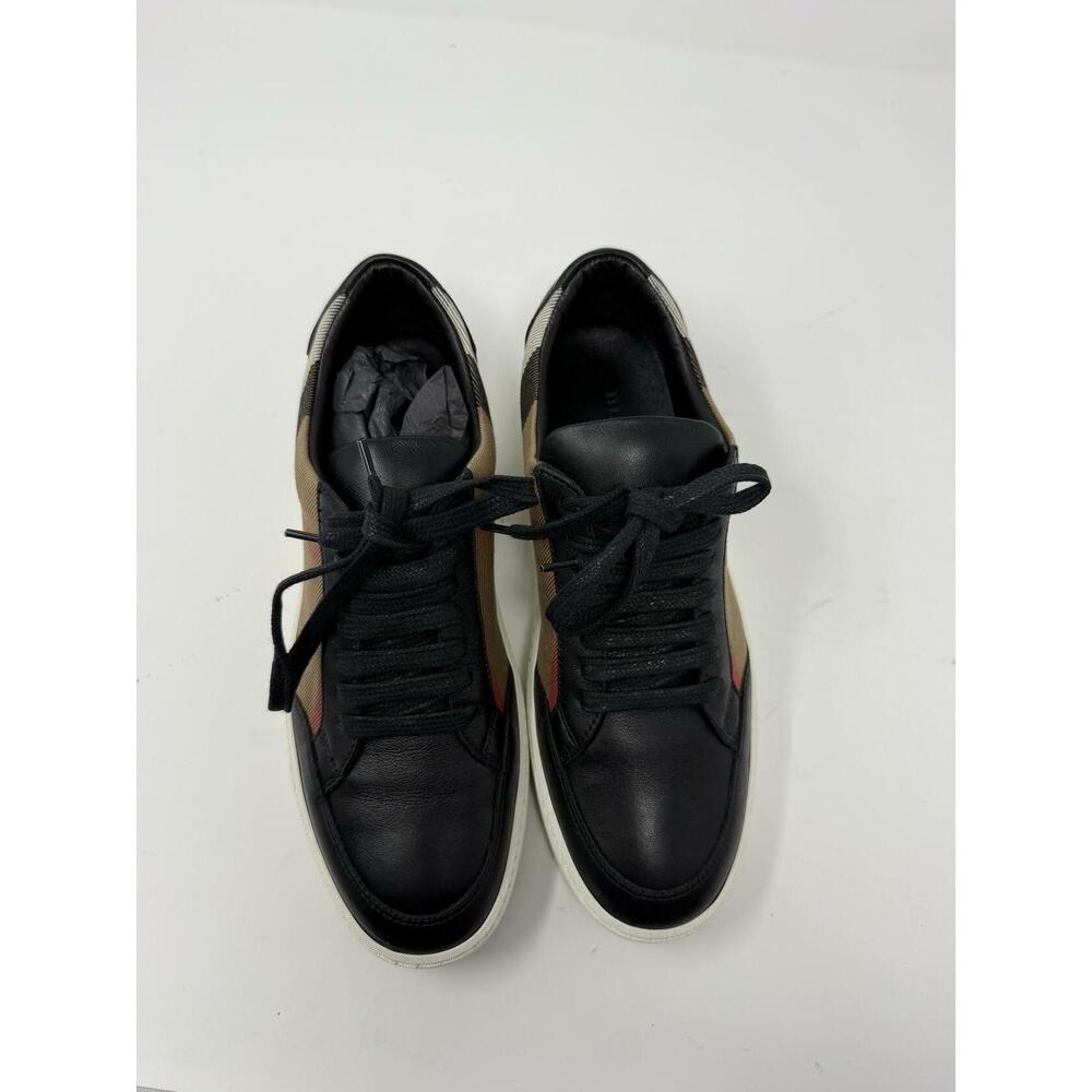 Burberry Women’s Unisex Low-Top Sneakers Check & Black Leather EU 38 / US 7.5 - Picture 8 of 11